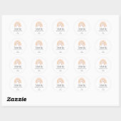 Pastel Roze & Faux Glitter Boho Regenboog Verjaard Ronde Sticker (Vel)