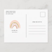 Pastel Roze & Faux Glitter Boho Regenboog Verjaard Uitnodiging Briefkaart (Achterkant)