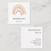 Pastel Roze & Faux Glitter Boho Regenboog Vierkante Visitekaartje (Voorkant / Achterkant)