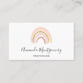 Pastel Roze & Faux Glitter Boho Regenboog Visitekaartje (Voorkant)