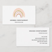 Pastel Roze & Faux Glitter Boho Regenboog Visitekaartje (Voorkant / Achterkant)