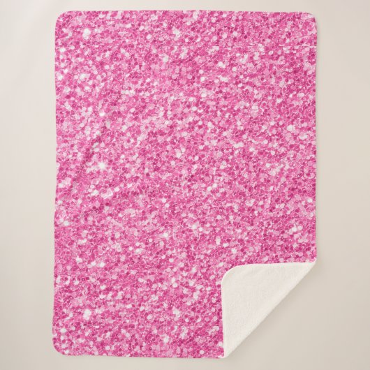 Pastel Roze Faux Glitter Print Sherpa Deken (Voorkant)
