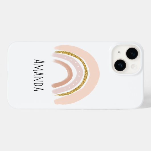 Pastel Roze & Faux Glitter Regenboog Boho Case-Mate iPhone Case (Achterkant (horizontaal))