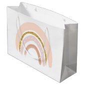 Pastel Roze & Faux Glitter Regenboog Boho Groot Cadeauzakje (Achterkant Gekanteld)