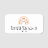 Pastel Roze & Faux Glitter Regenboog Boho Naamplaatje (Voorkant)