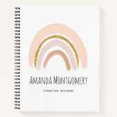 Pastel Roze & Faux Glitter Regenboog Boho Notitieboek (Voorkant)