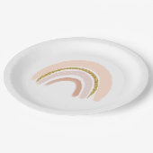 Pastel Roze & Faux Glitter Regenboog Boho Papieren Bordje (Gekanteld)