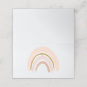 Pastel Roze & Faux Glitter Regenboog Boho Plaatskaartje (Buitenkant ongevouwen)