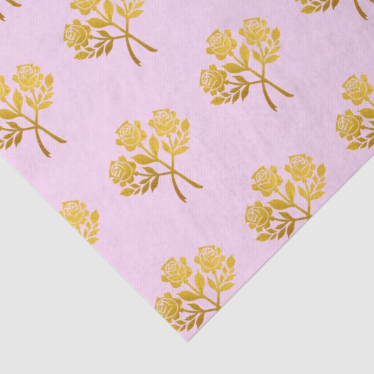 Pastel Roze Faux Goud Roos Bloemen  Bloemen Tissuepapier (Detail)