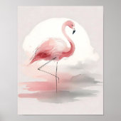 Pastel Roze Flamingo Minimalistische Tropische Kun Poster (Voorkant)