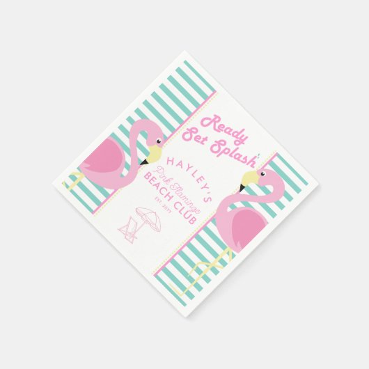 Pastel Roze Flamingo Pool Party Servet (Hoek)