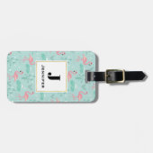 Pastel roze flamingo's groen patroon bagagelabel (Voorkant horizontaal)