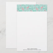 Pastel roze flamingo's groen patroon briefpapier (Voorkant / Achterkant)