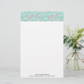 Pastel roze flamingo's groen patroon briefpapier (Staand voorkant)