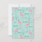 Pastel roze flamingo's groen patroon bruiloft RSVP kaartje (Achterkant)