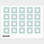 Pastel roze flamingo's groen patroon dank u vierkante sticker (Vel)