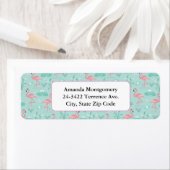 Pastel roze flamingo's groen patroon etiket (Insitu)