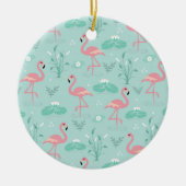 Pastel roze flamingo's groen patroon keramisch ornament (Voorkant)