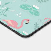 Pastel roze flamingo's groen patroon monogram bureaumat (Hoek)