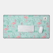 Pastel roze flamingo's groen patroon monogram bureaumat (Keyboard & Muis)