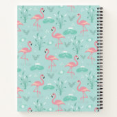 Pastel roze flamingo's groen patroon monogram notitieboek (Achterkant)