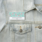 Pastel roze flamingo's groen patroon naamplaatje (In situ)