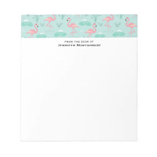 Pastel roze flamingo's groen patroon notitieblok