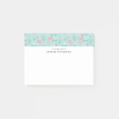 Pastel roze flamingo's groen patroon post-it® notes (Voorkant)