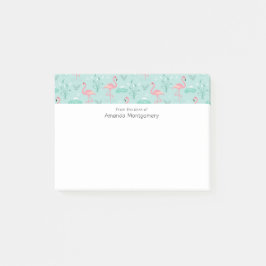 Pastel roze flamingo's groen patroon post-it® notes