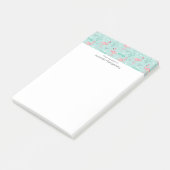 Pastel roze flamingo's groen patroon post-it® notes (Schuin)