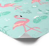 Pastel roze flamingo's groen patroon poster (Hoek)