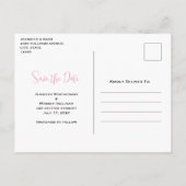 Pastel Roze Flamingo's Groen Patroon Save the Date Uitnodiging Briefkaart (Achterkant)