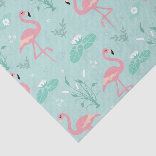 Pastel roze flamingo's groen patroon tissuepapier (Detail)