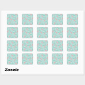 Pastel roze flamingo's groen patroon vierkante sticker (Vel)