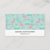 Pastel roze flamingo's groen patroon visitekaartje (Voorkant)