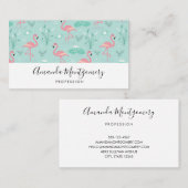 Pastel roze flamingo's groen patroon visitekaartje (Voorkant / Achterkant)