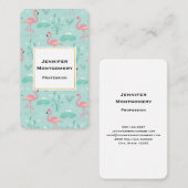 Pastel roze flamingo's groen patroon visitekaartje (Voorkant / Achterkant)