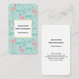 Pastel roze flamingo's groen patroon visitekaartje