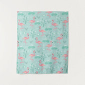 Pastel roze flamingo's groen patroon wandkleed (Voorkant)