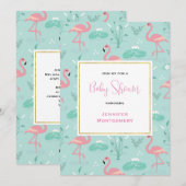 Pastel Roze Flamingo's op Groen Patroon Baby showe Kaart (Voorkant / Achterkant)