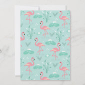 Pastel roze flamingo's op groene patroon bruiloft bedankkaart (Achterkant)