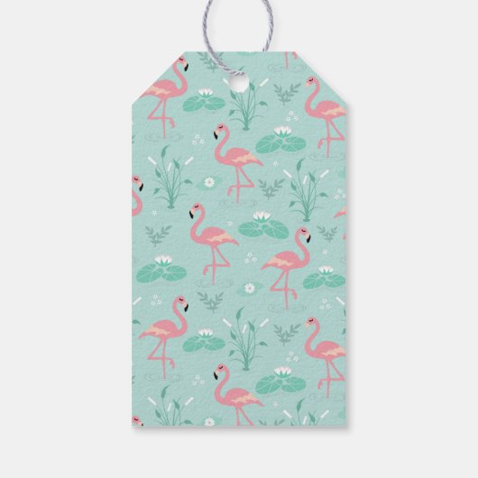 Pastel roze flamingo's patroon dank u cadeaulabel (Achterkant)