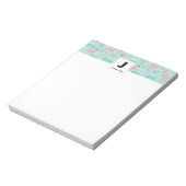 Pastel roze flamingo's patroon Monogram Notitieblok (Linkerzijde)