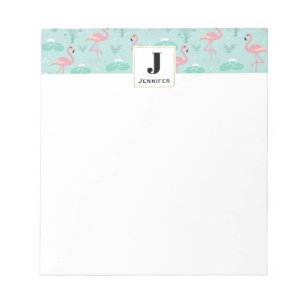 Pastel roze flamingo's patroon Monogram Notitieblok