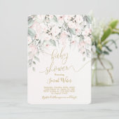 Pastel roze floral baby shower meisje kaart (Staand voorkant)