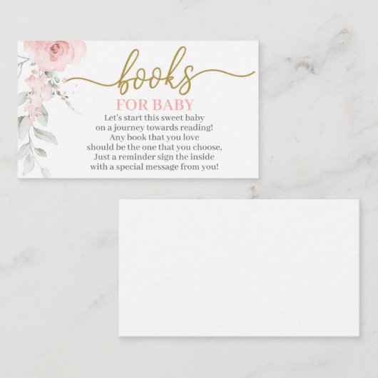 Pastel roze floral breng een boekomsluitingskaart  informatiekaartje (Voorkant / Achterkant)