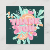 Pastel roze floral retro scriptvolgorde bedankt vierkante visitekaartje (Voorkant)