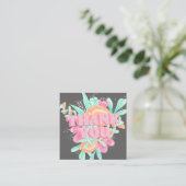 Pastel roze floral retro scriptvolgorde bedankt vierkante visitekaartje (Staand voorkant)