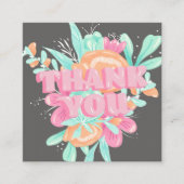 Pastel roze floral retro scriptvolgorde bedankt vierkante visitekaartje (Voorkant)