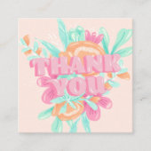 Pastel roze floral retro scriptvolgorde bedankt vierkante visitekaartje (Voorkant)